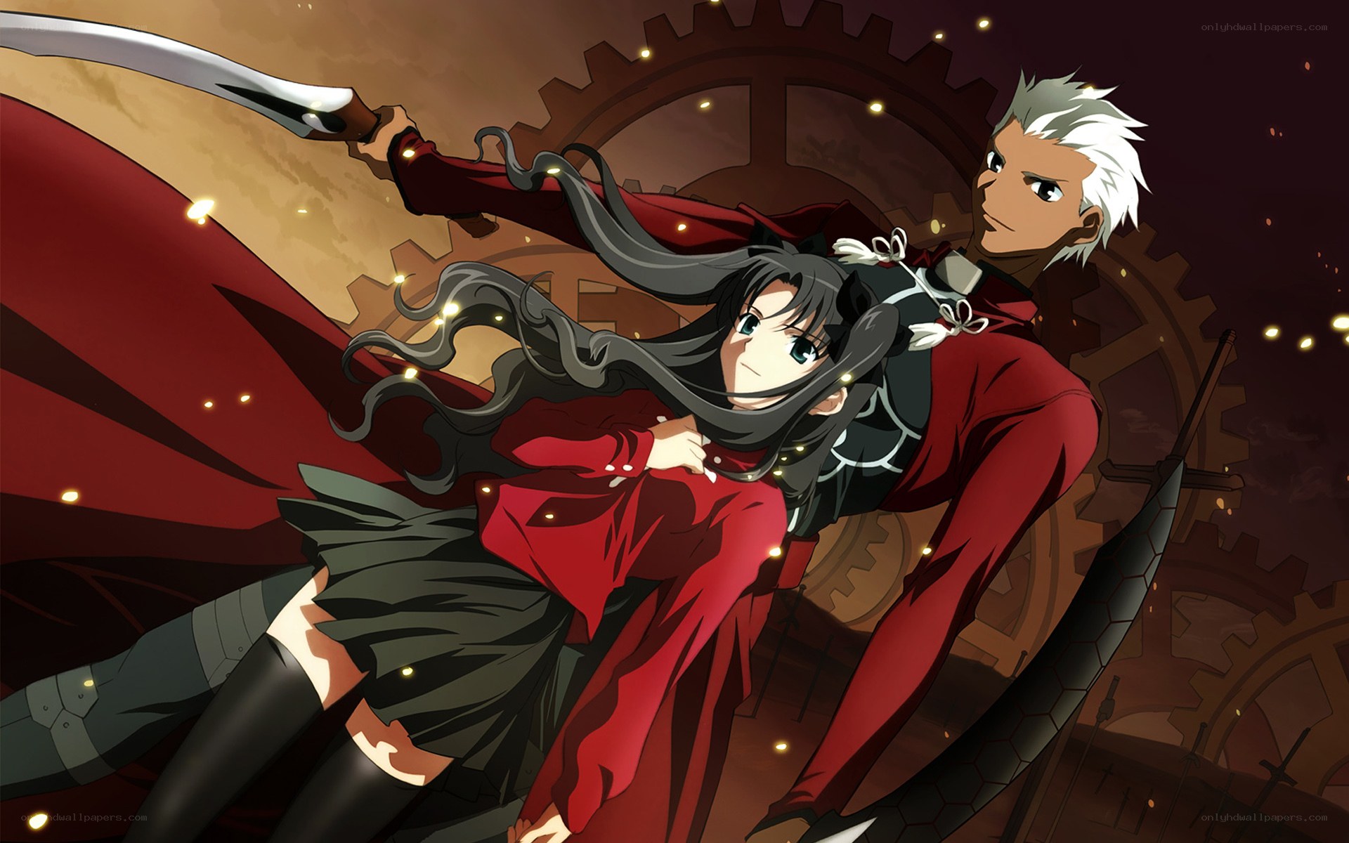 anime characters in red cloaks
