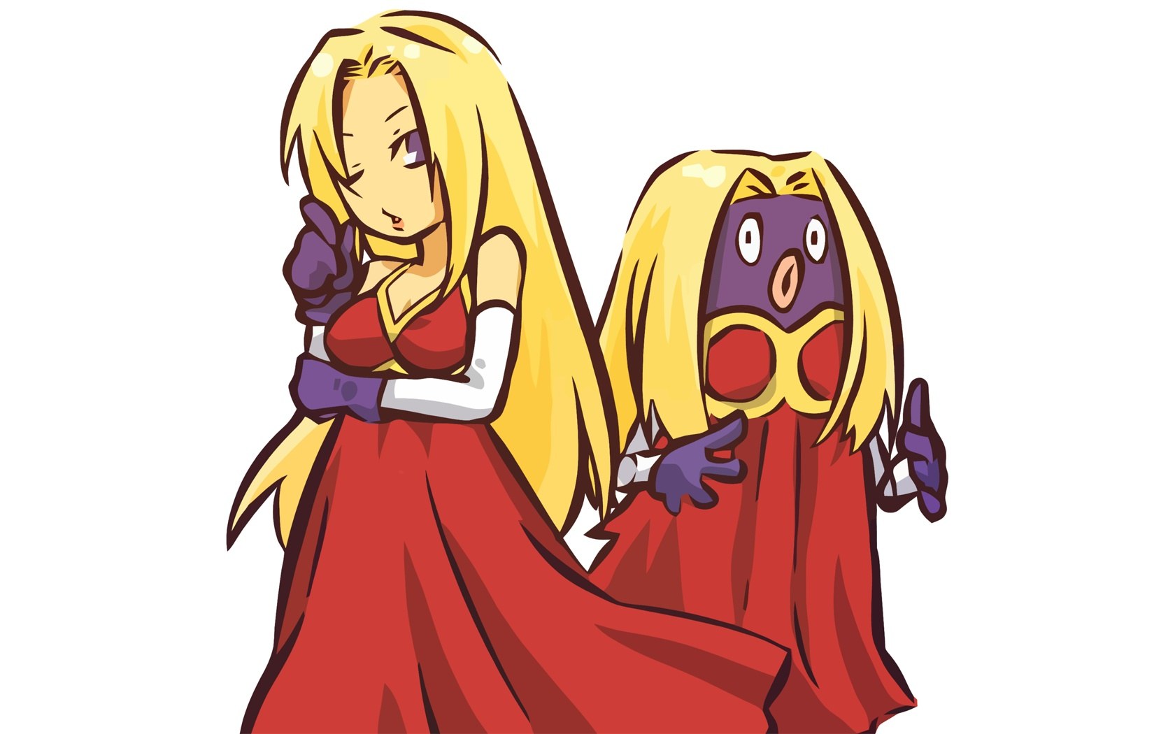 anime characters in red dresses