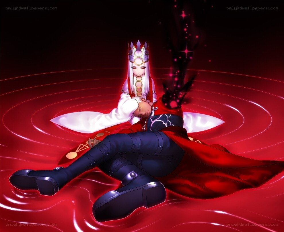 Anime characters in red energy