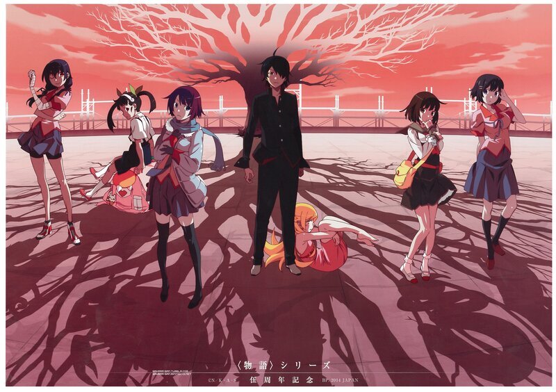 Anime Characters in Red Light — Dramatic, Sunset
