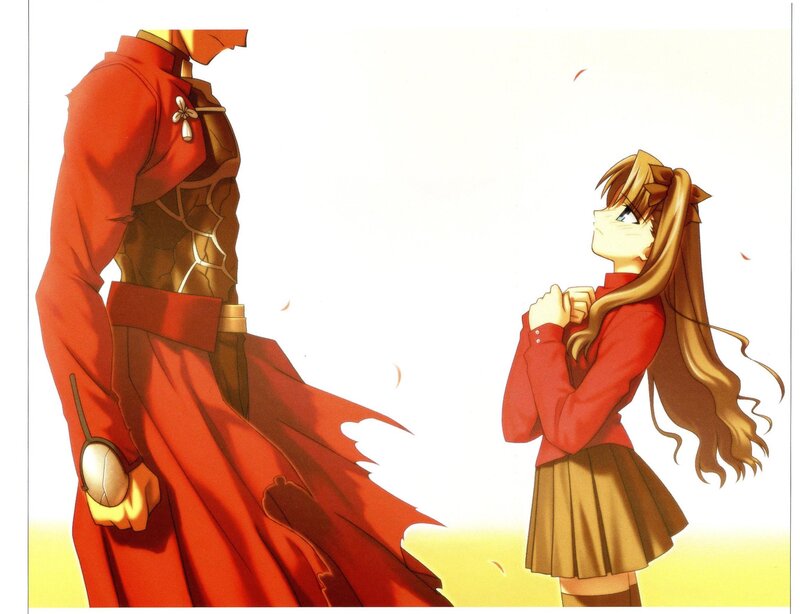 Anime characters in red outfits