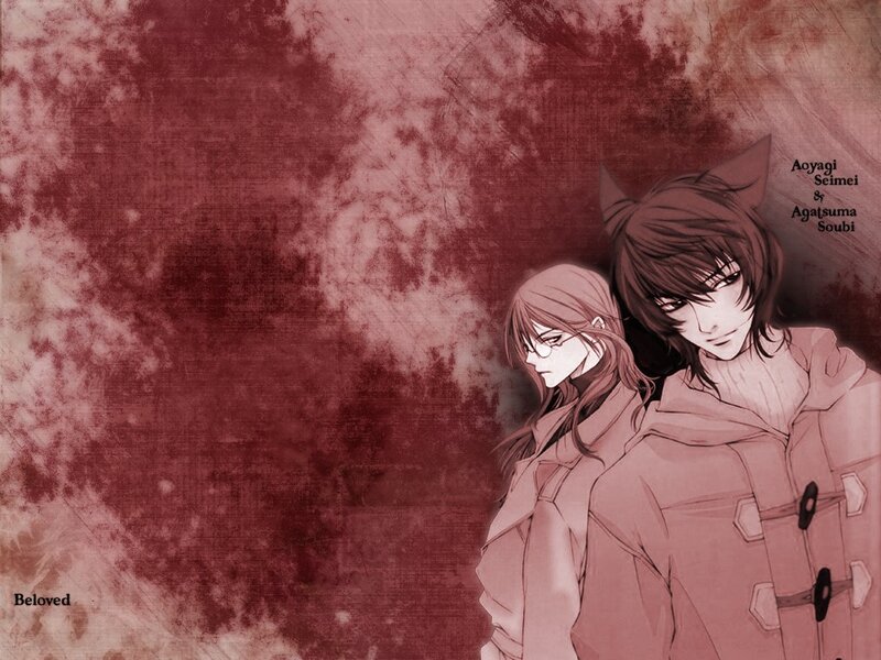 Anime characters in red tones