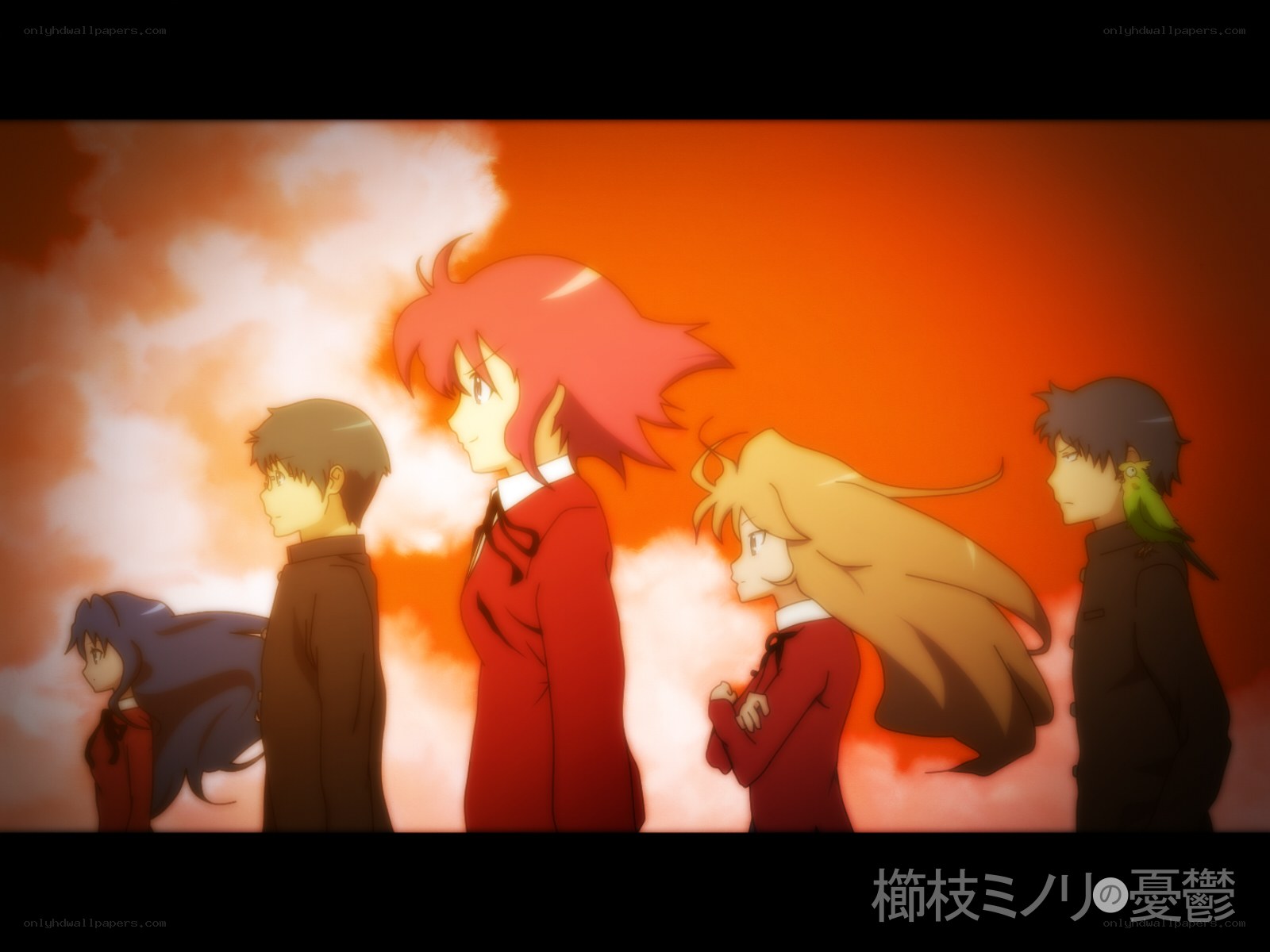anime characters in red uniforms