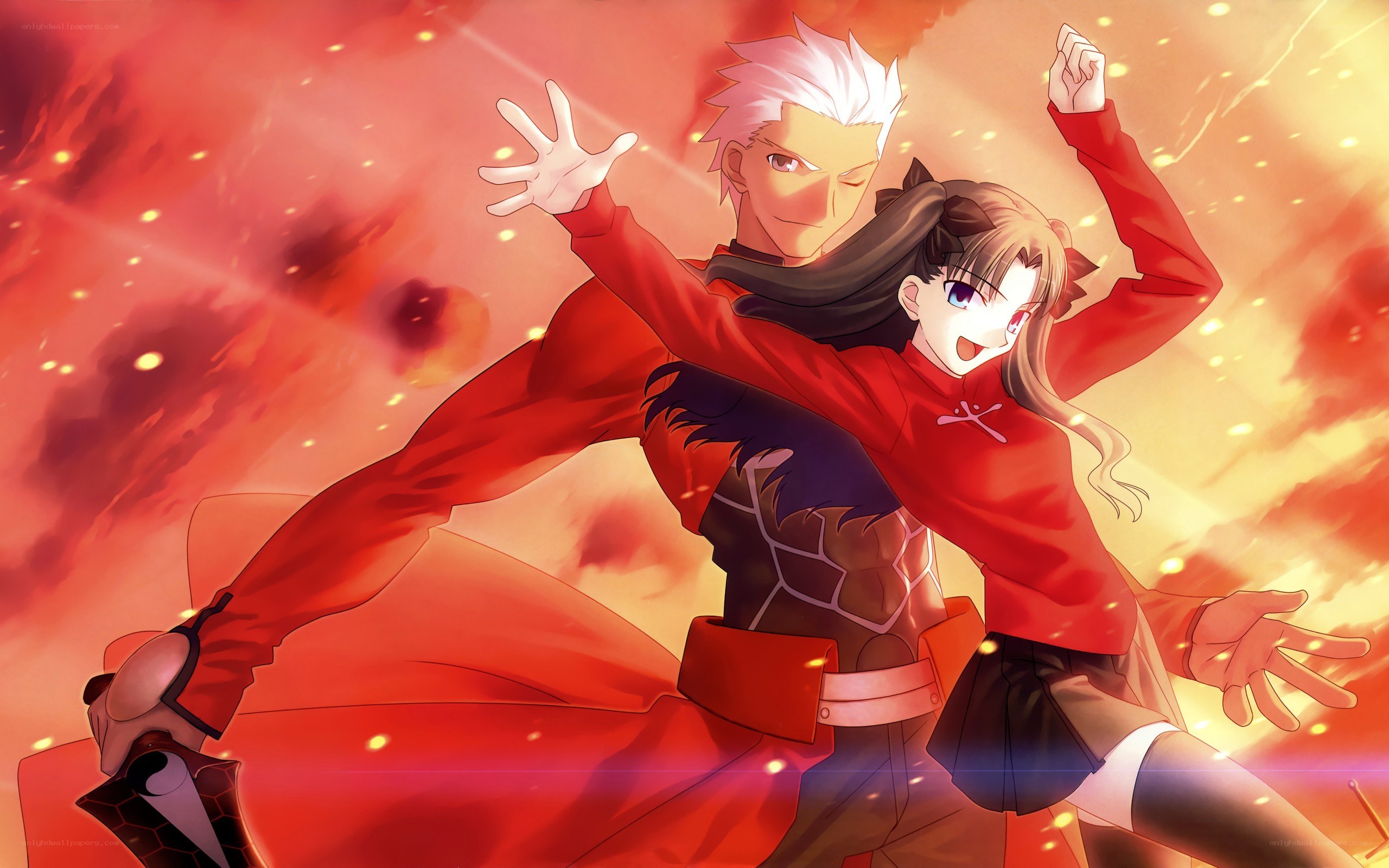 anime characters in red