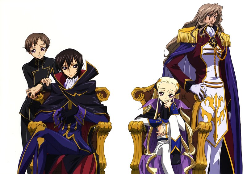 anime characters in regal attire