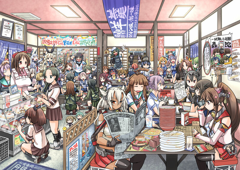 Anime Characters in Restaurant — Pink