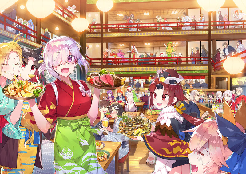 Anime Characters in Restaurant — Red
