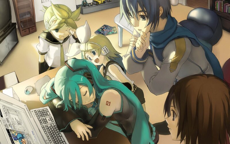 Anime Characters in Room — Blue, Calm, Afternoon