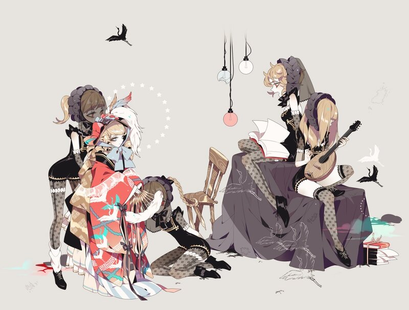Anime Characters in Room — Gray