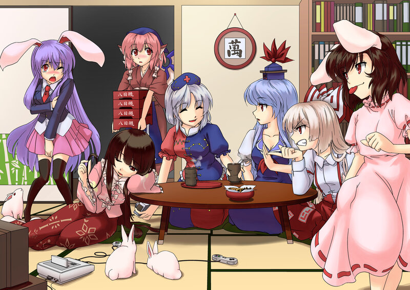 Anime Characters in Room — Pink, Casual, Table
