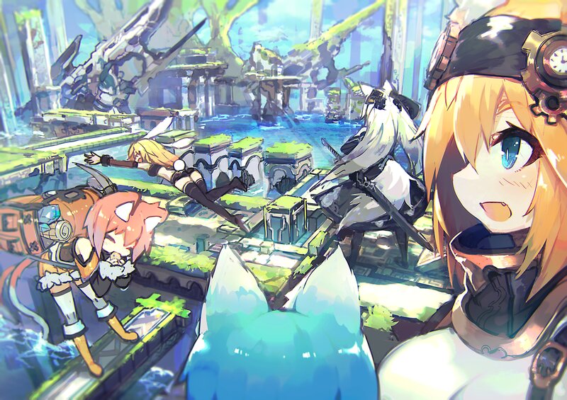 Anime Characters in Ruins — Blue