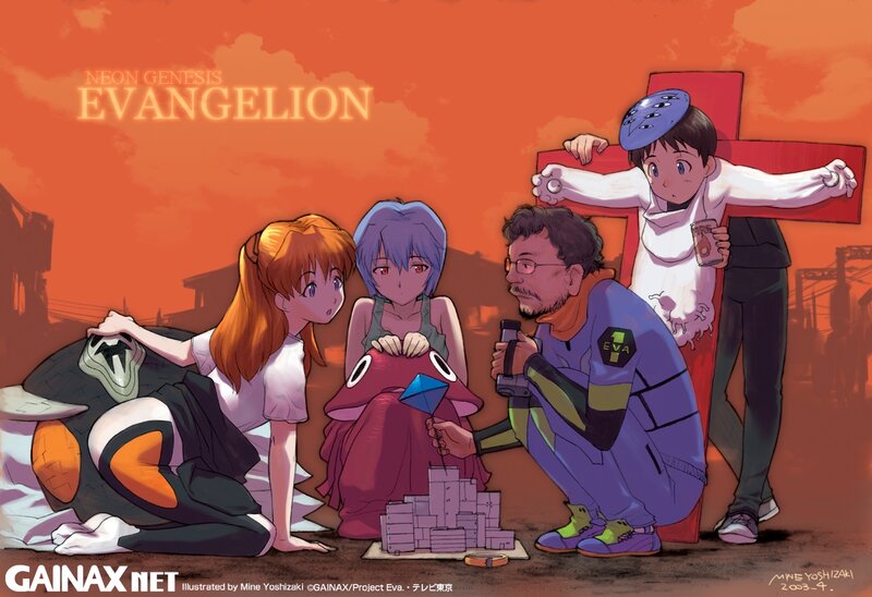 Anime Characters in Ruins — Orange, Dramatic, Sunset