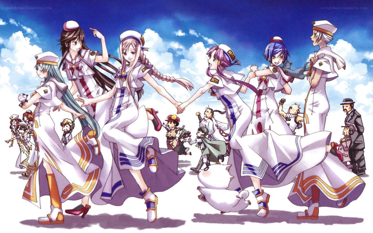 anime characters in sailor uniforms