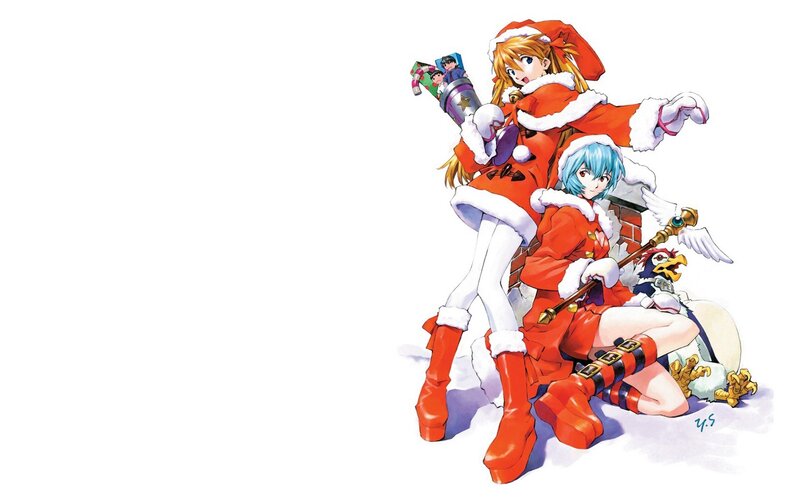 anime characters in Santa outfits