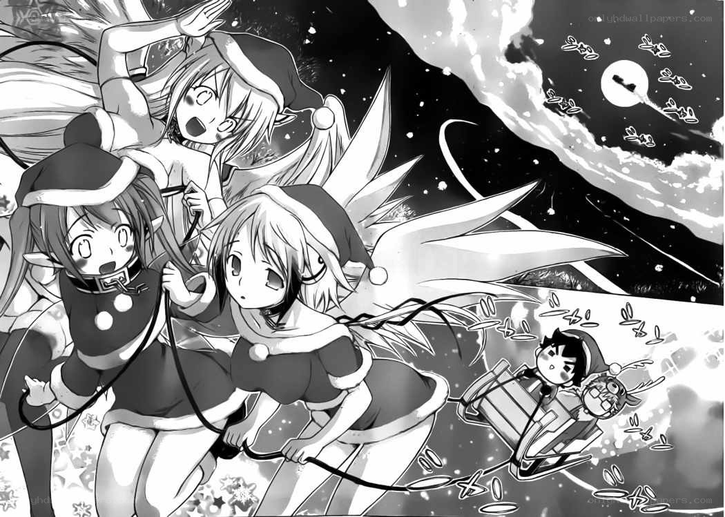 anime characters in santa outfits
