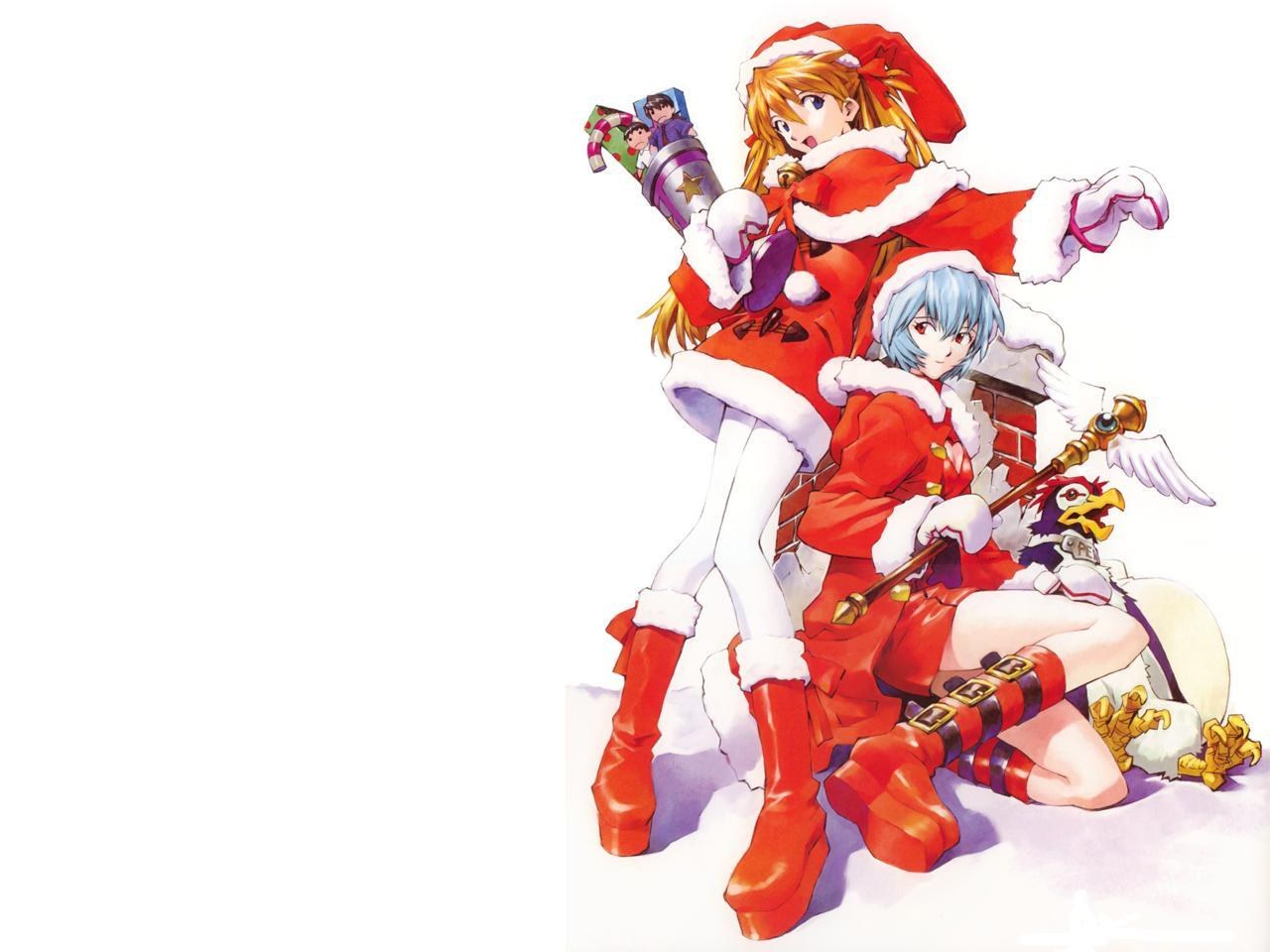 anime characters in santa outfits