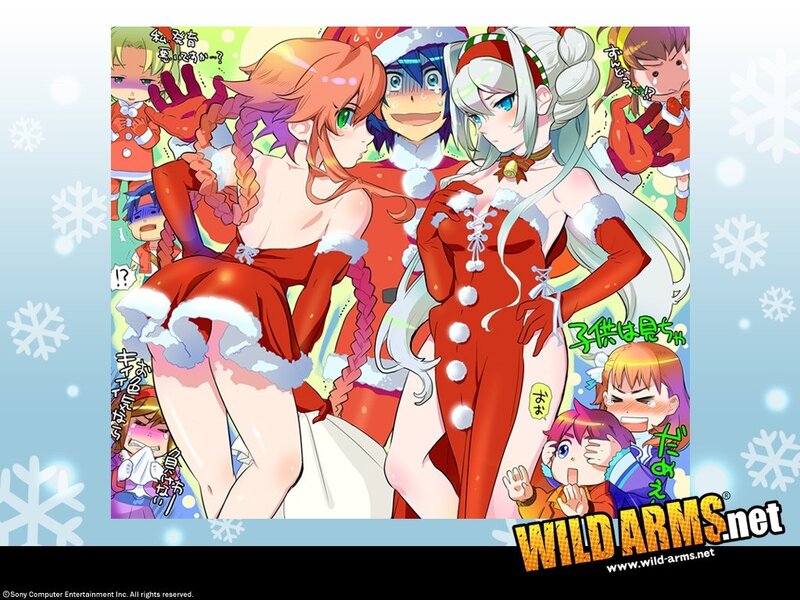 Anime characters in Santa outfits