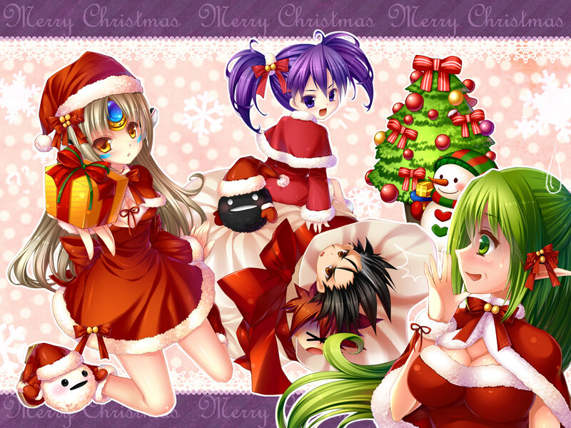 Anime Characters in Santa Outfits — Red, Festive, Winter