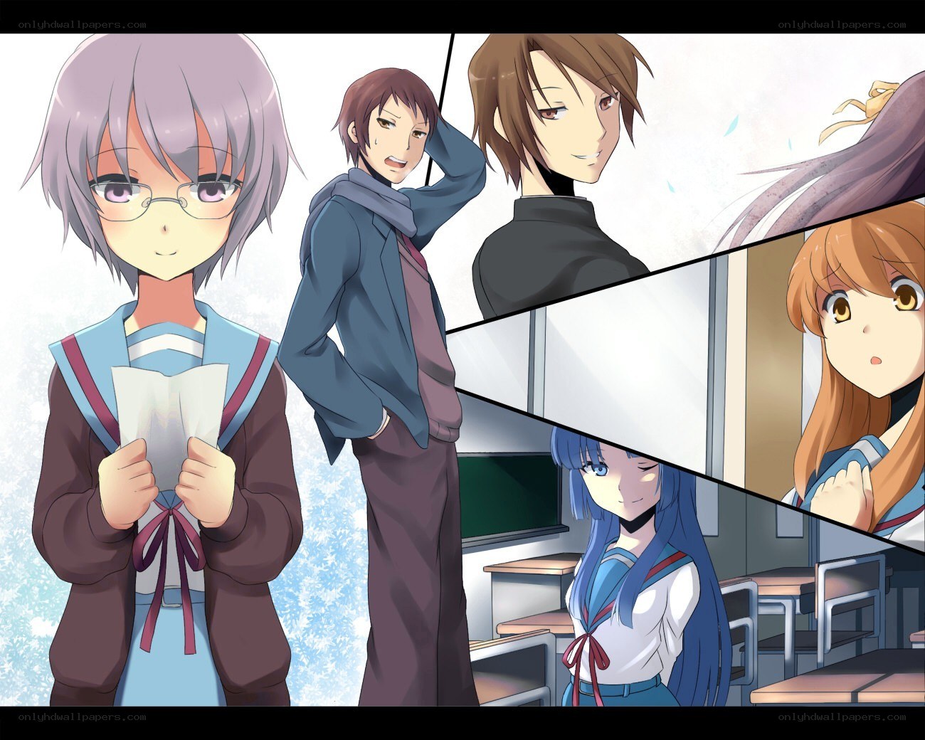 anime characters in school scenes