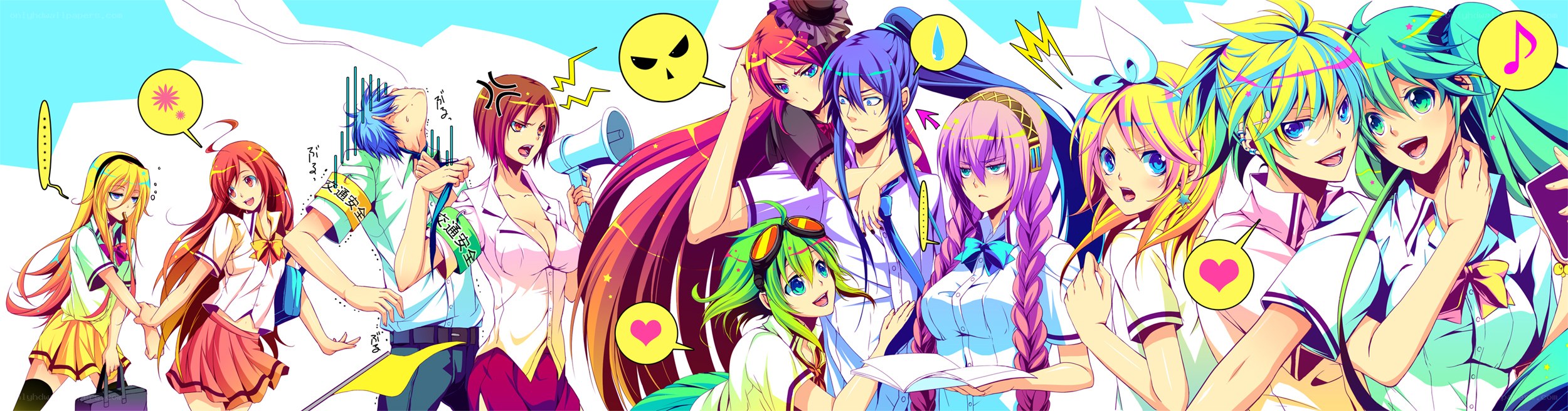 Anime characters in school uniforms