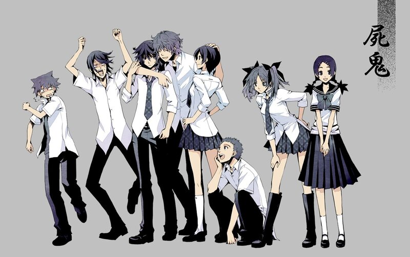 anime characters in school uniforms