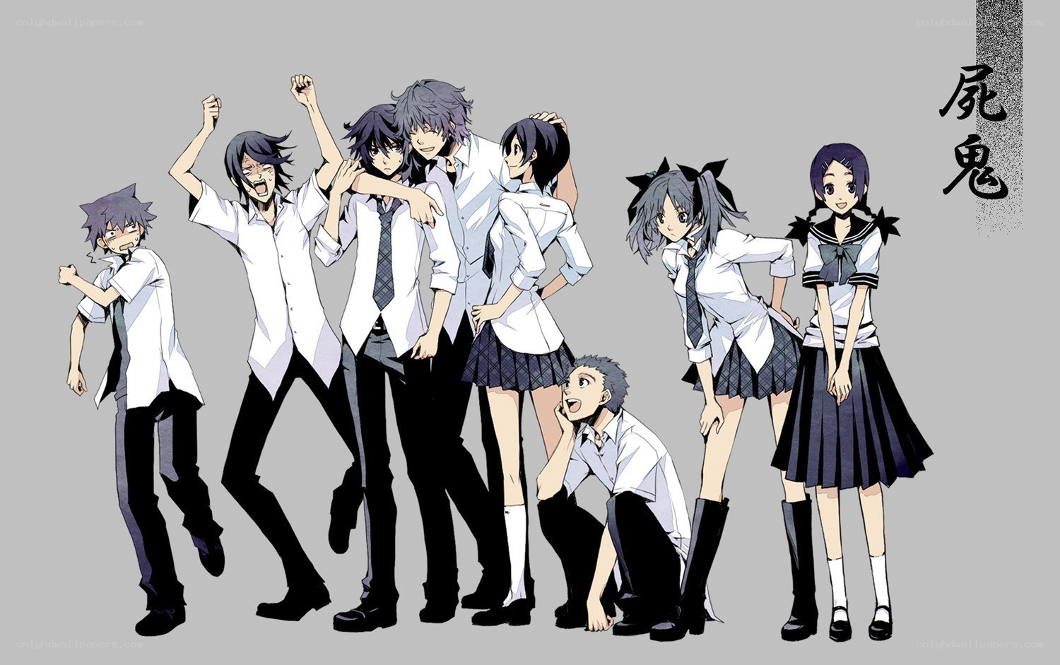 anime characters in school uniforms