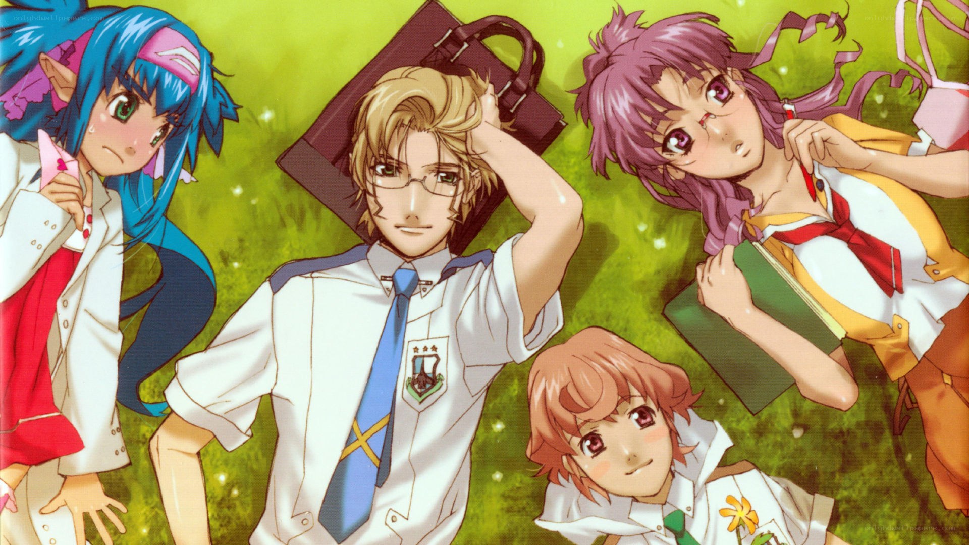 anime characters in school uniforms