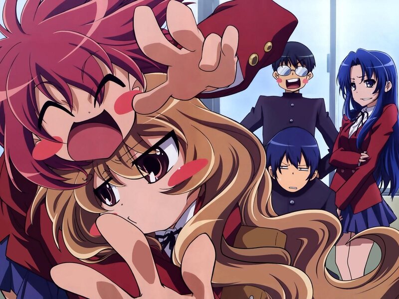 Anime characters in school uniforms