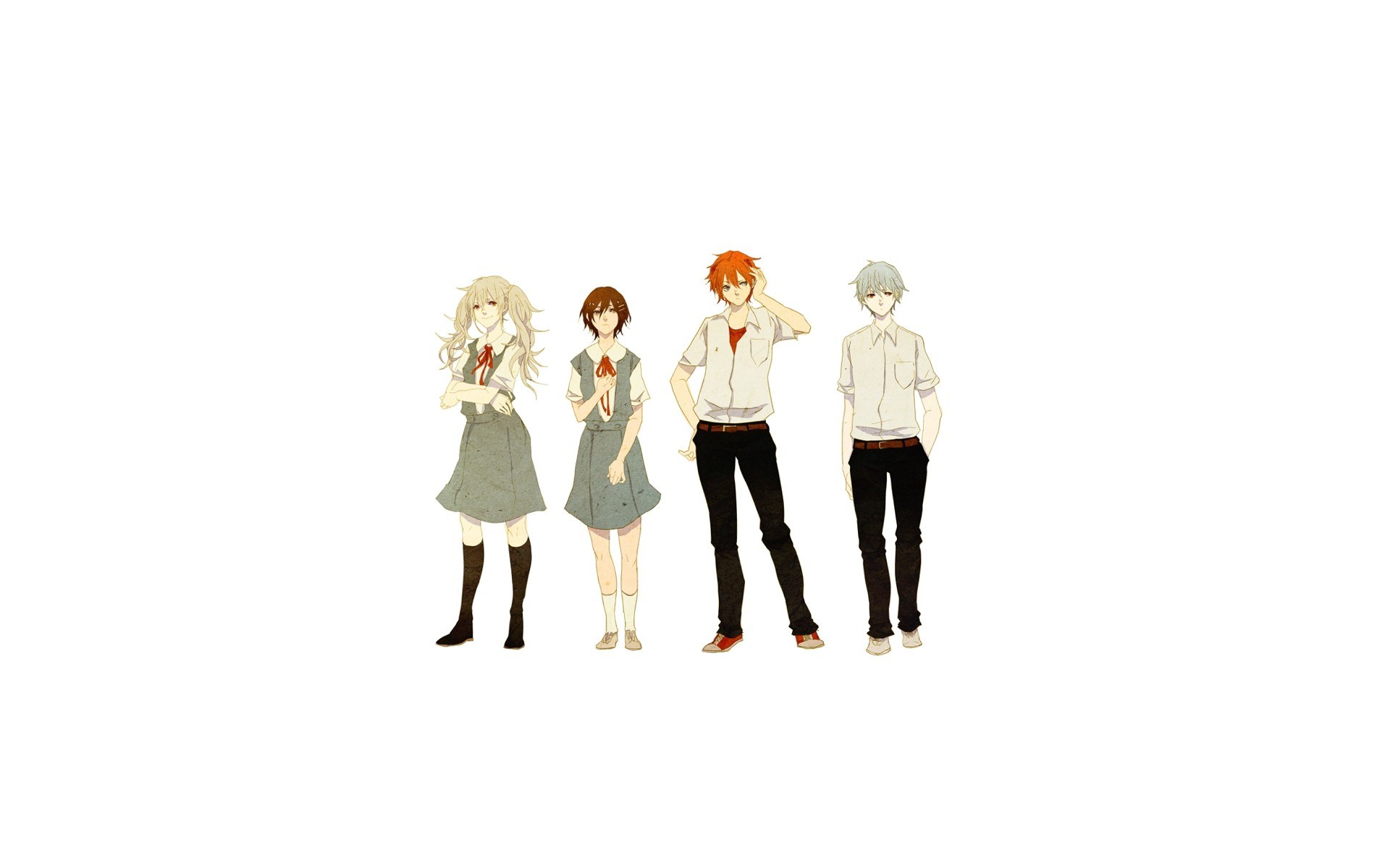 anime characters in school uniforms