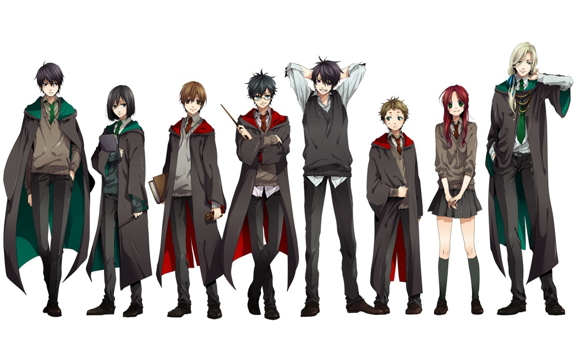 anime characters in school uniforms