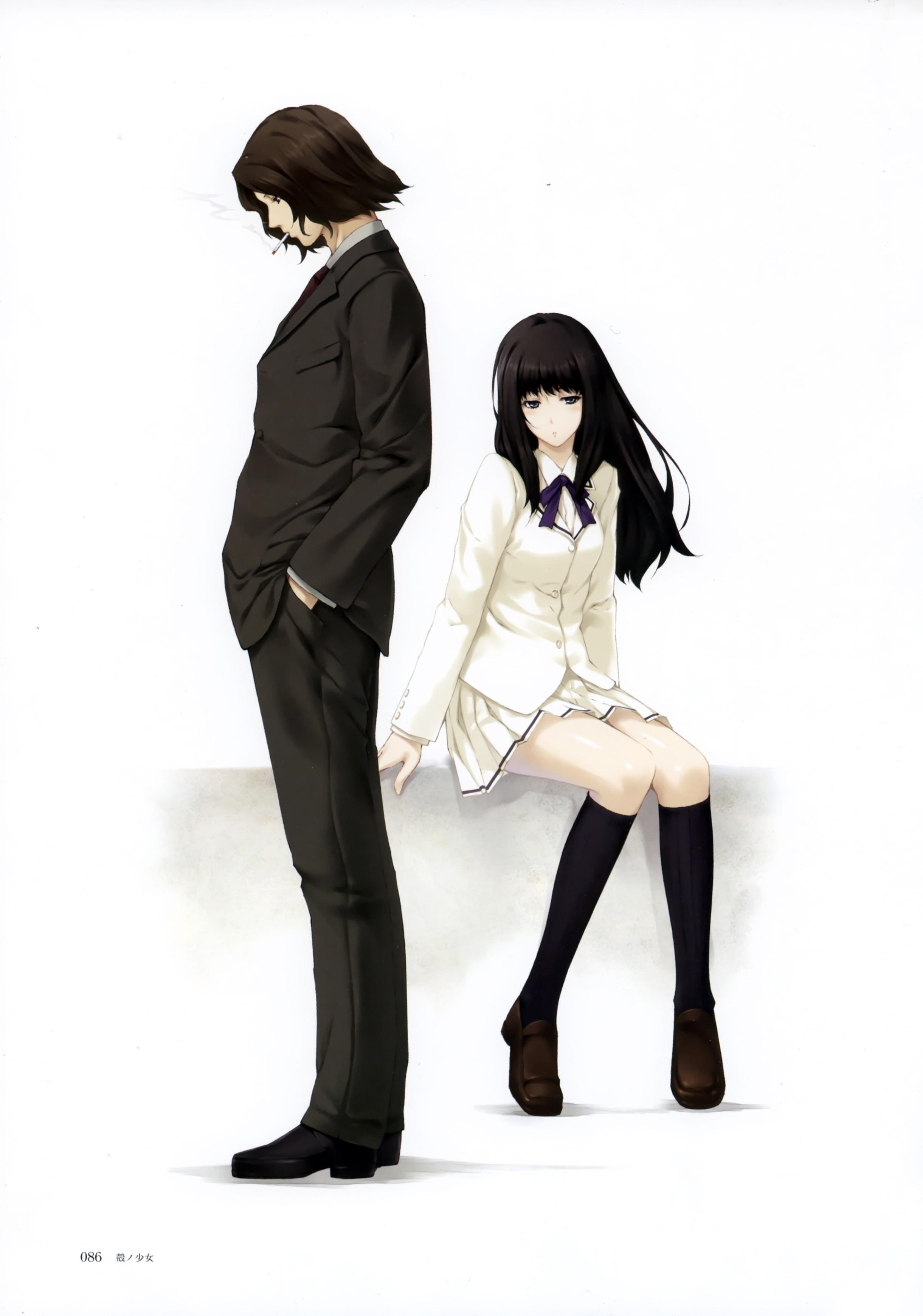 Anime characters in school uniforms