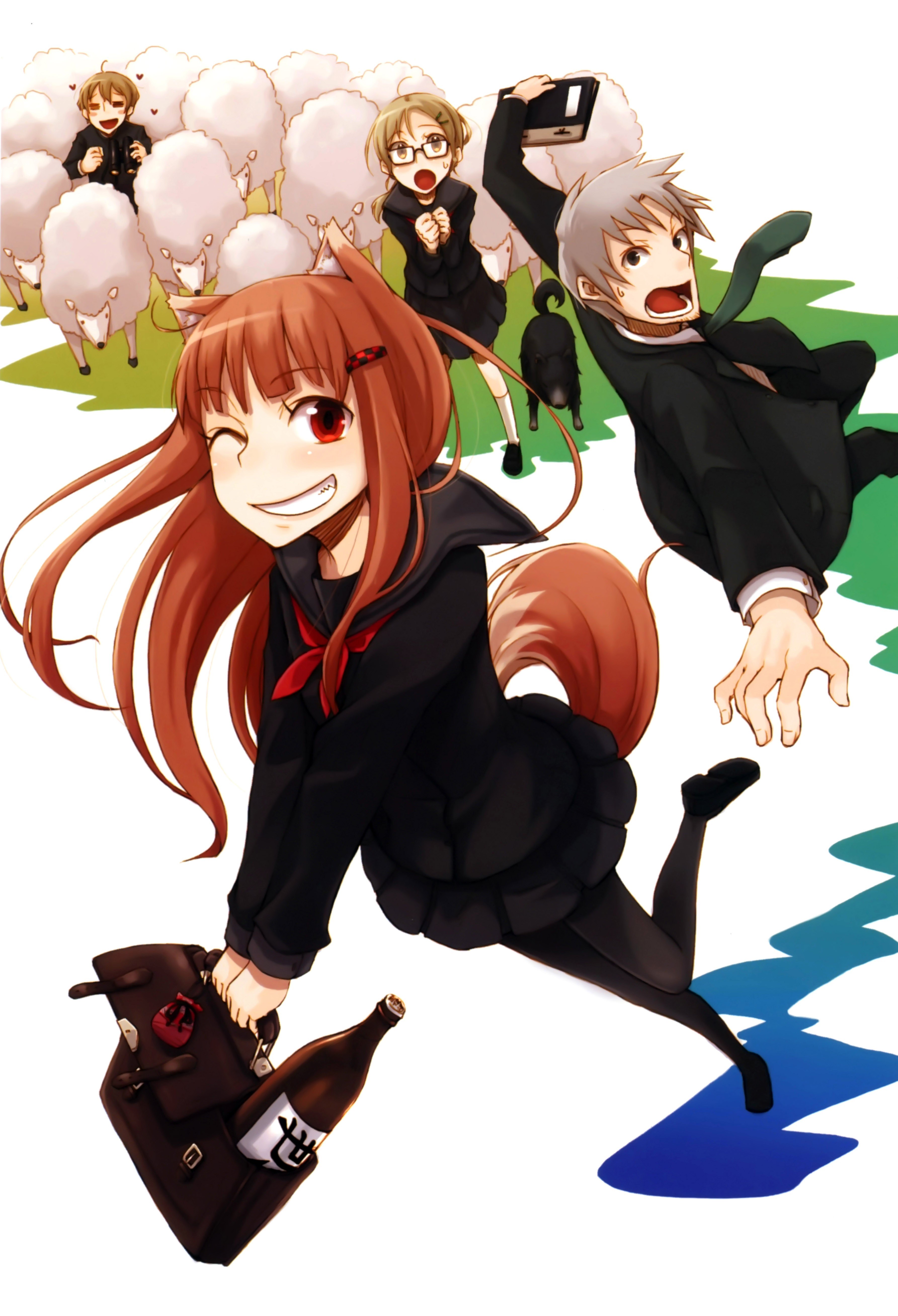 Anime characters in school uniforms