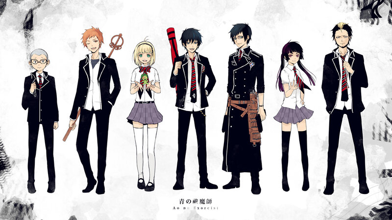 Anime Characters in School Uniforms — Black, Dramatic, School Uniform, Weapon