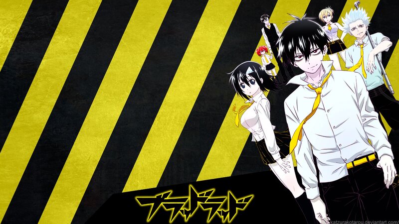 Anime Characters in School Uniforms — Black, Dramatic, School Uniform, Yellow Stripes