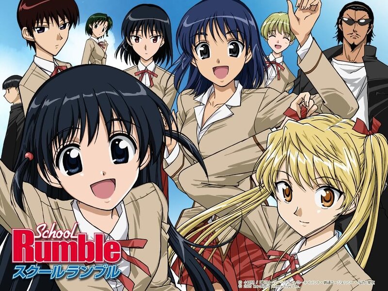Anime Characters in School Uniforms — Blue, Cheerful, Afternoon