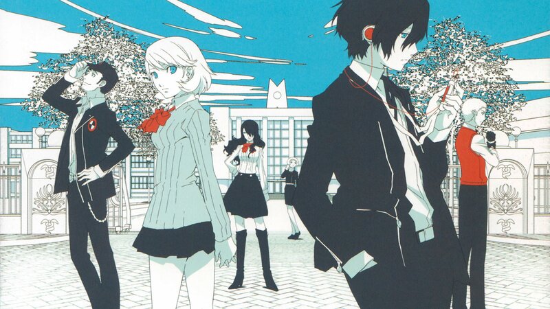 Anime Characters in School Uniforms — Blue, Dramatic, Afternoon