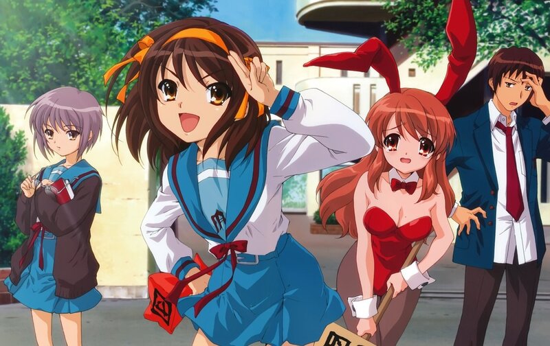 Anime Characters in School Uniforms — Blue, Playful, Afternoon