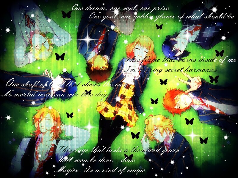 Anime Characters in School Uniforms — Green, Dreamy