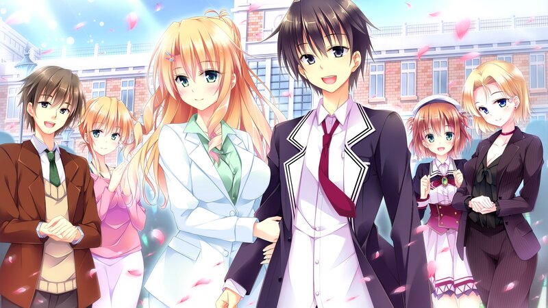 Anime Characters in School Uniforms — Pink, Cheerful, Spring