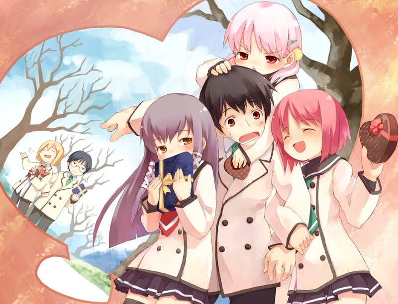 Anime Characters in School Uniforms — Pink, Happy