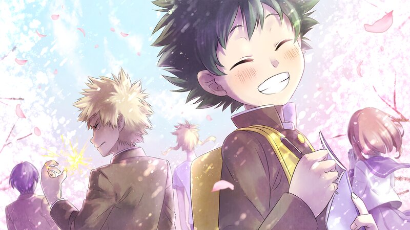 Anime Characters in School Uniforms — Pink, Joyful, Spring
