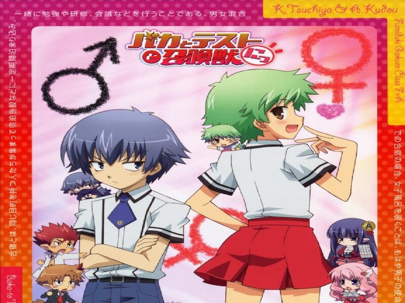 Anime Characters in School Uniforms — Pink, Playful, School Uniform, Gender Symbols