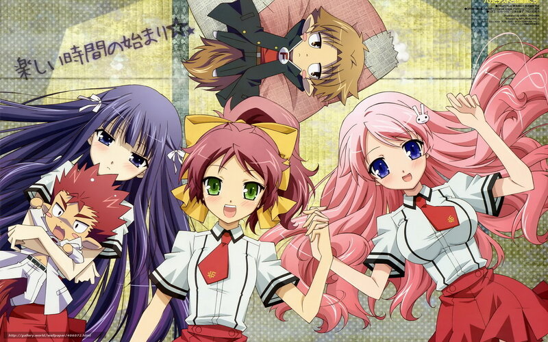 Anime Characters in School Uniforms — Pink, Playful, School Uniform, Long Hair