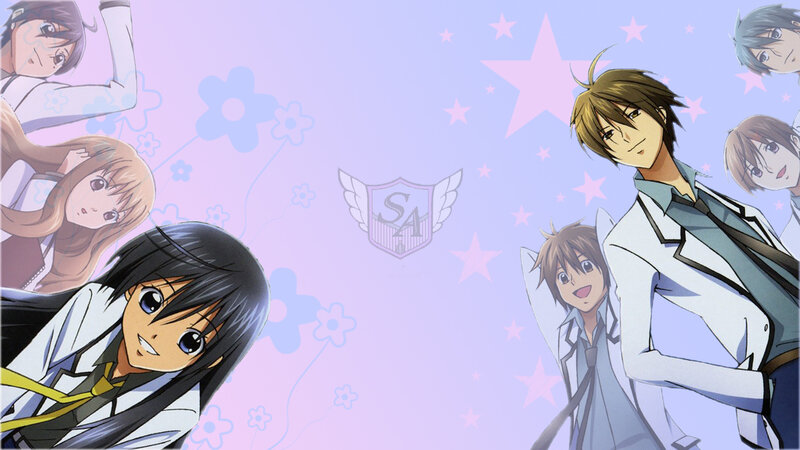 Anime Characters in School Uniforms — Purple, Playful