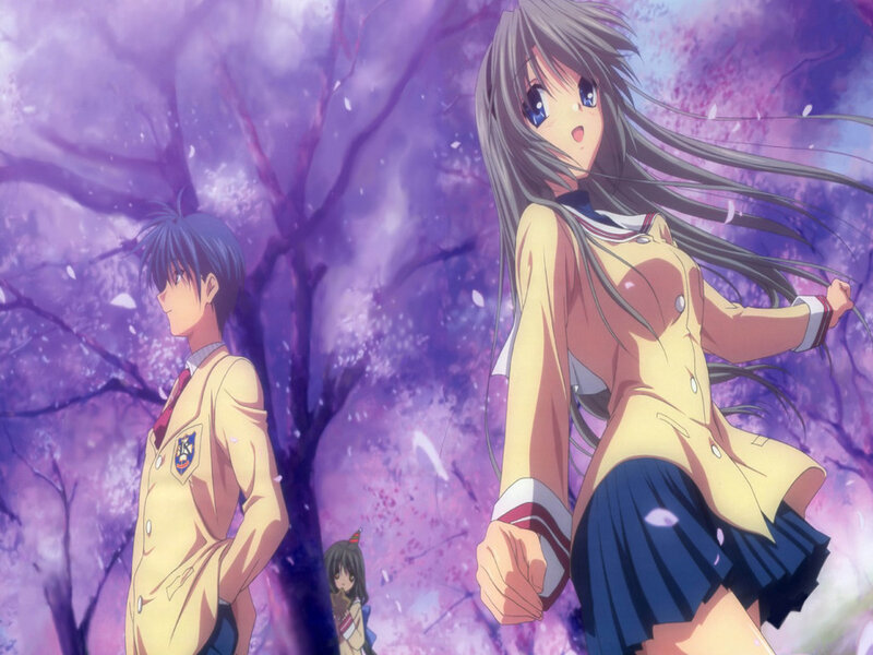 Anime Characters in School Uniforms — Purple, Serene