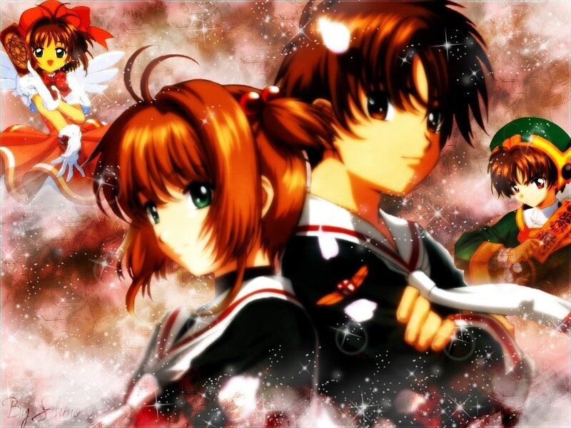 Anime Characters in School Uniforms — Red, Dramatic, Angelic Figure