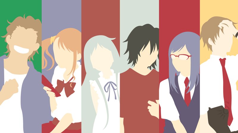 Anime Characters in School Uniforms — White, Calm