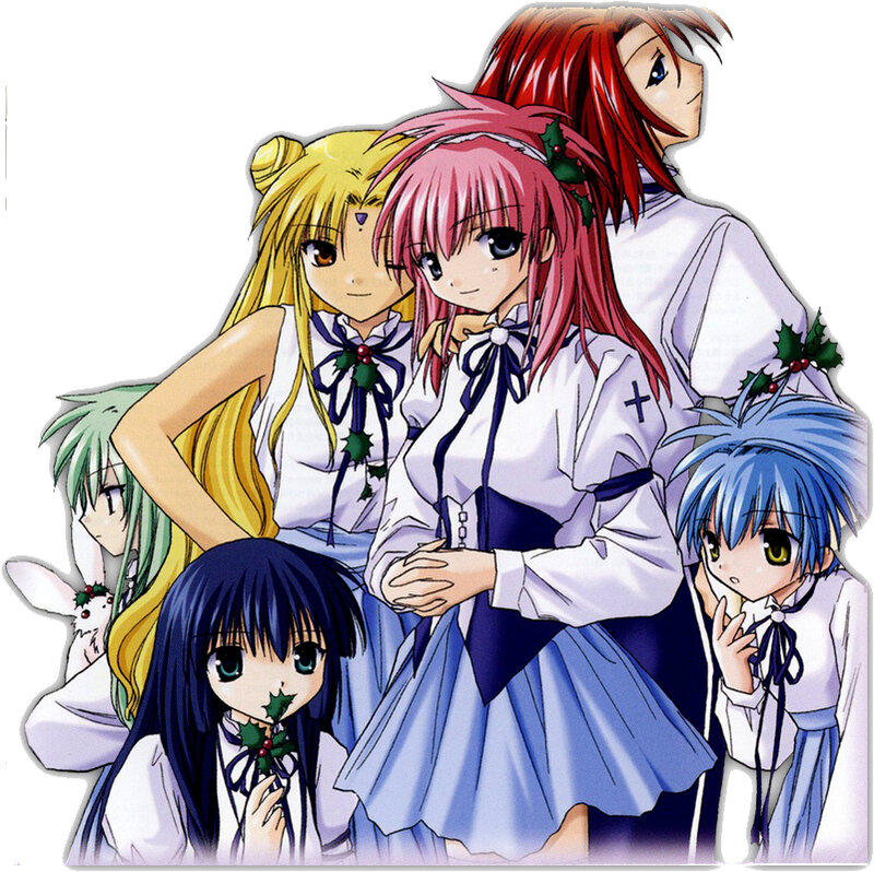 Anime Characters in School Uniforms — White, Festive