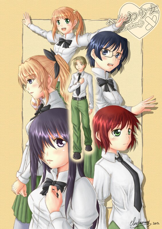 Anime Characters in School Uniforms — White, Playful, Manga