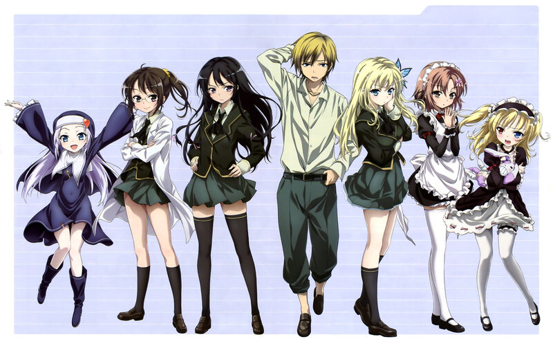 Anime Characters in School Uniforms — White, Playful